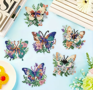 Preview: Diamond Painting 6-teiliges Set, Schmetterling Magnete